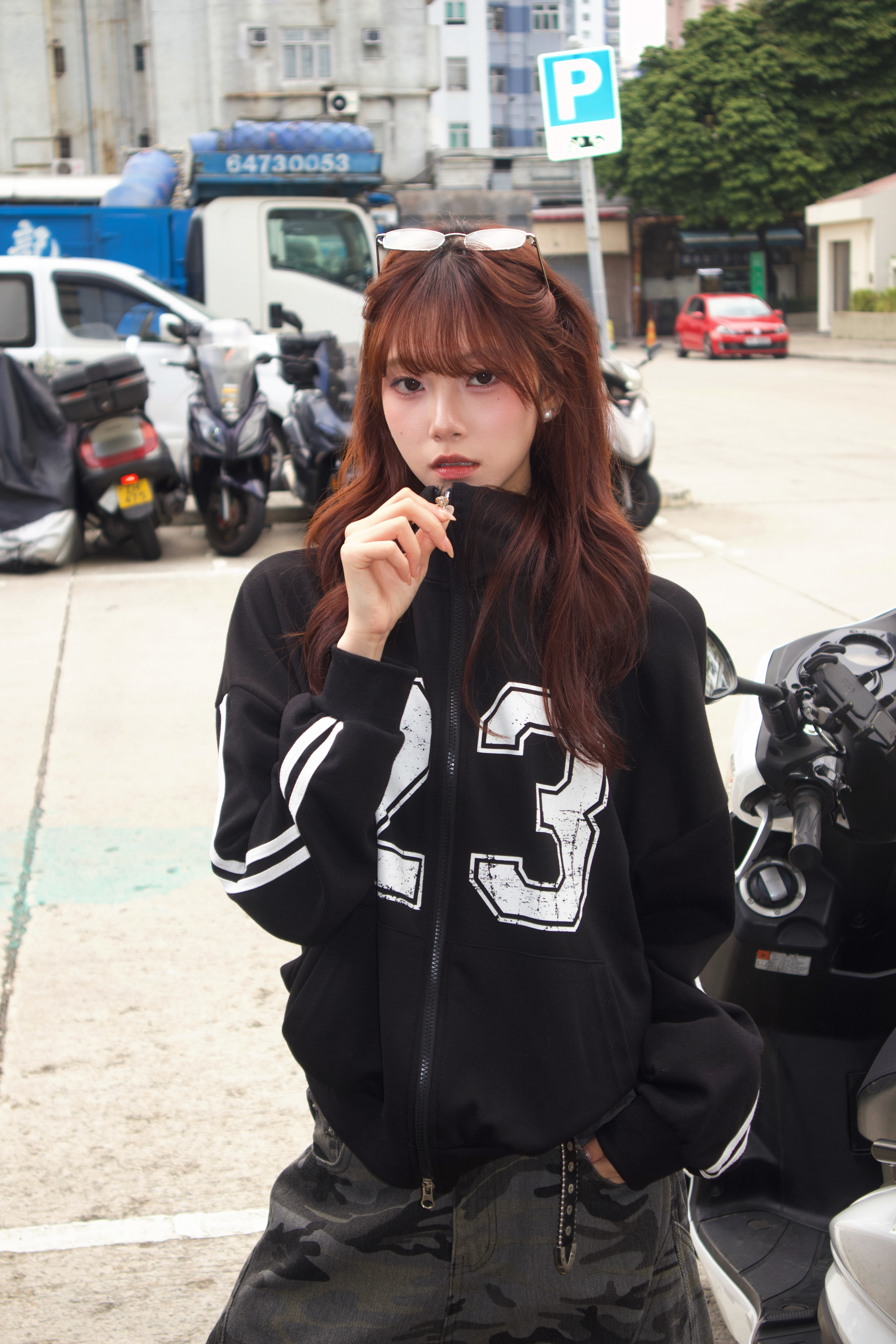 韓國23字母sporty雙拉鏈jacket