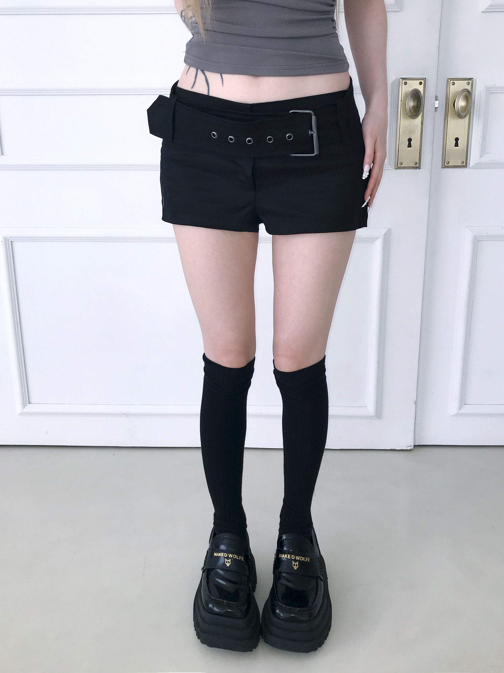 Low Rise Belted Micro Shorts