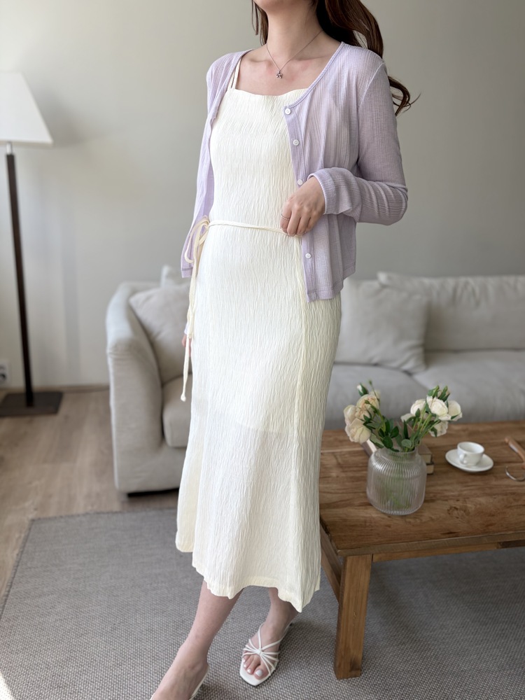 Airy Pastel Cropped Cardigan (Lavender)