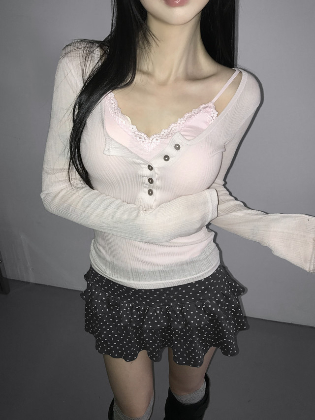 Slim Fit Lace Trim Bodysuit