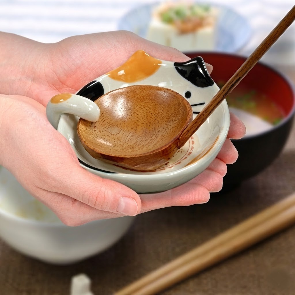 🔥🔥【日本直送《田中箸店》立體三色貓陶瓷座枱湯勺架】