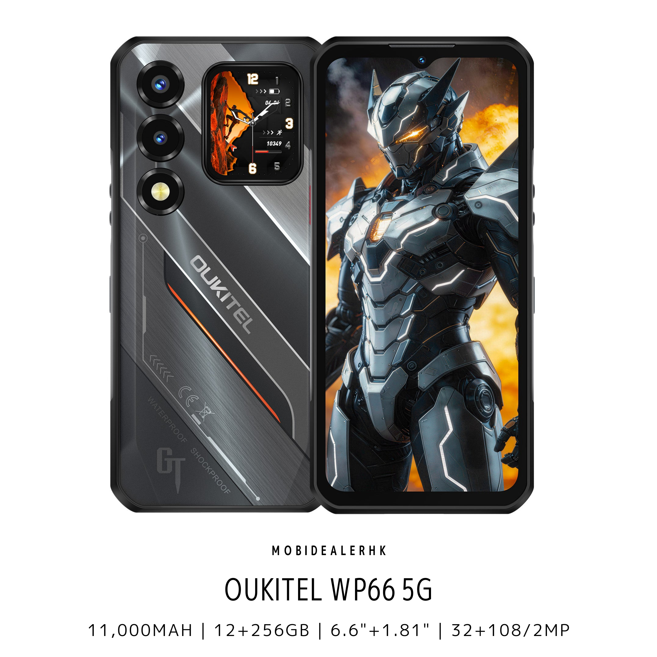 Oukitel WP66 | 歐奇 WP66 | 5G | 三防手機 | 11,000mAh | 6.6"+1.81" | 32+108/2MP