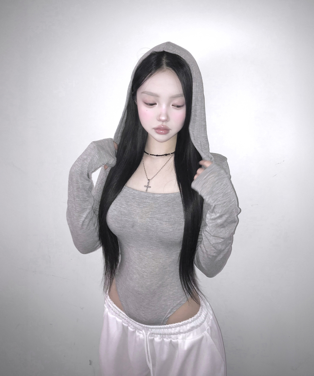 Hooded Square Neck Bodysuit