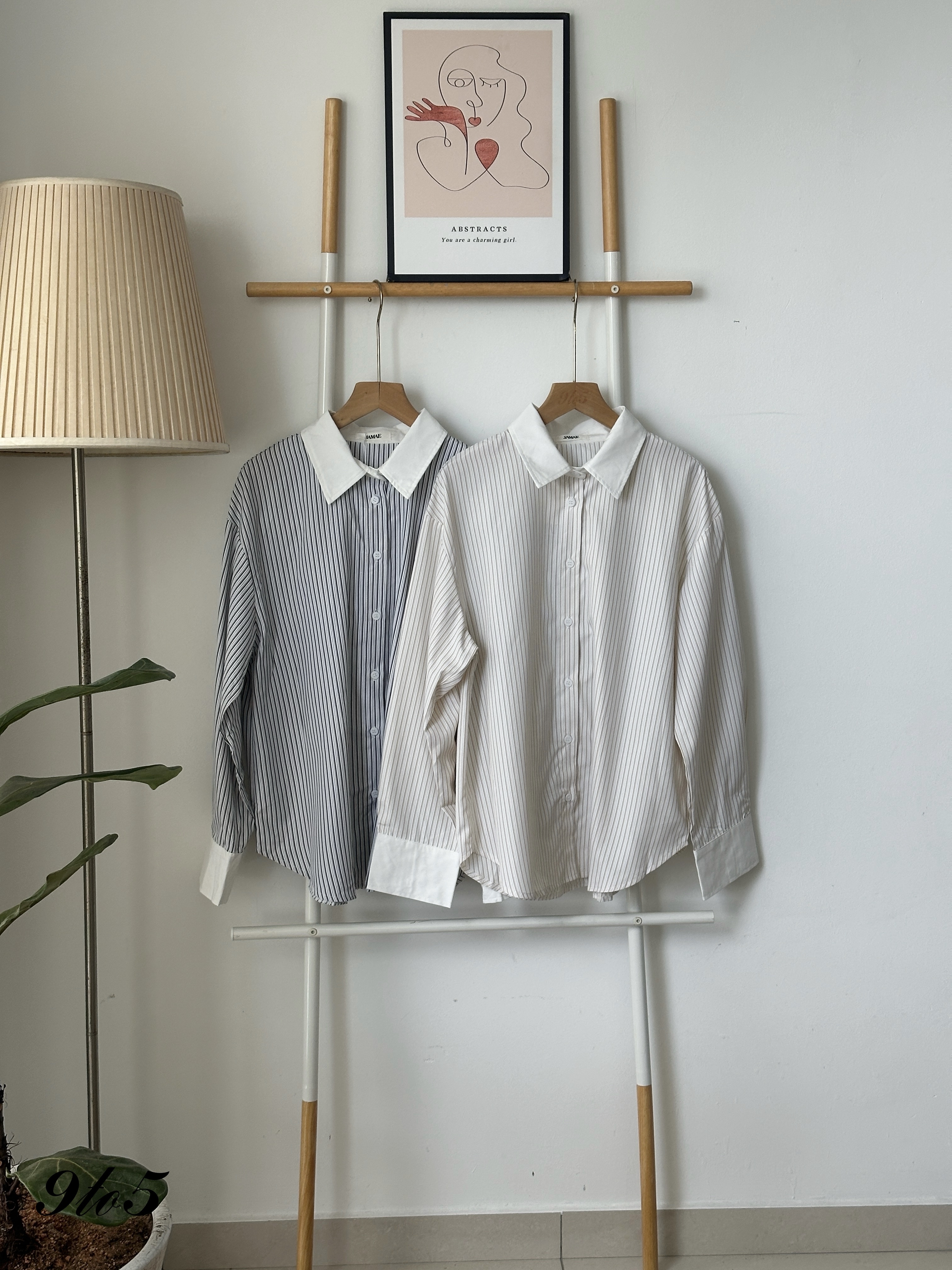 T4092 Oversize Stripe Shirt - Black & Khaki