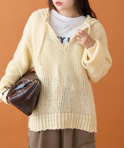 V領針織連帽上衣【JT022】