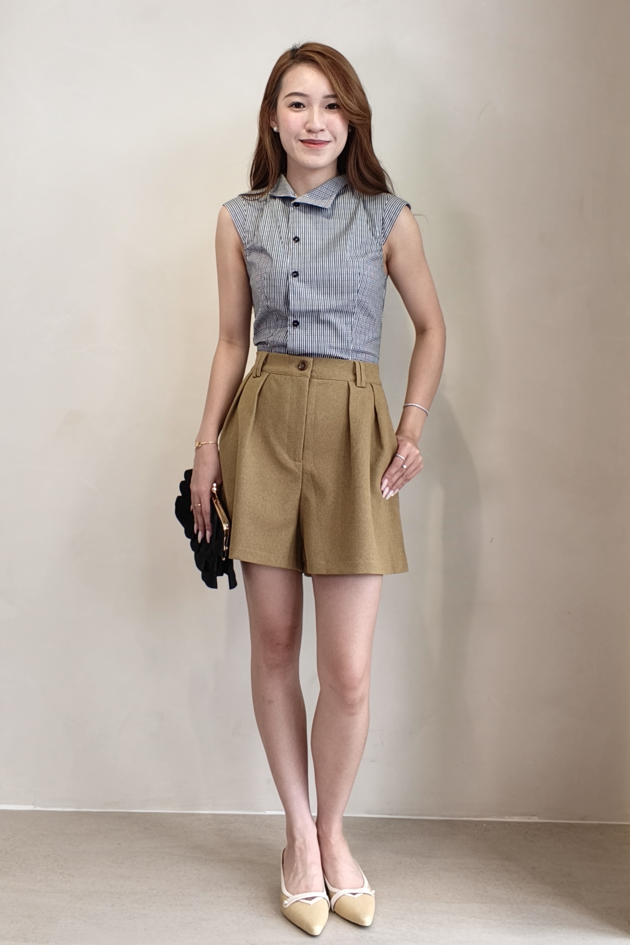CB2756 Elise Mandarin Collar Sleeveless Blouse
