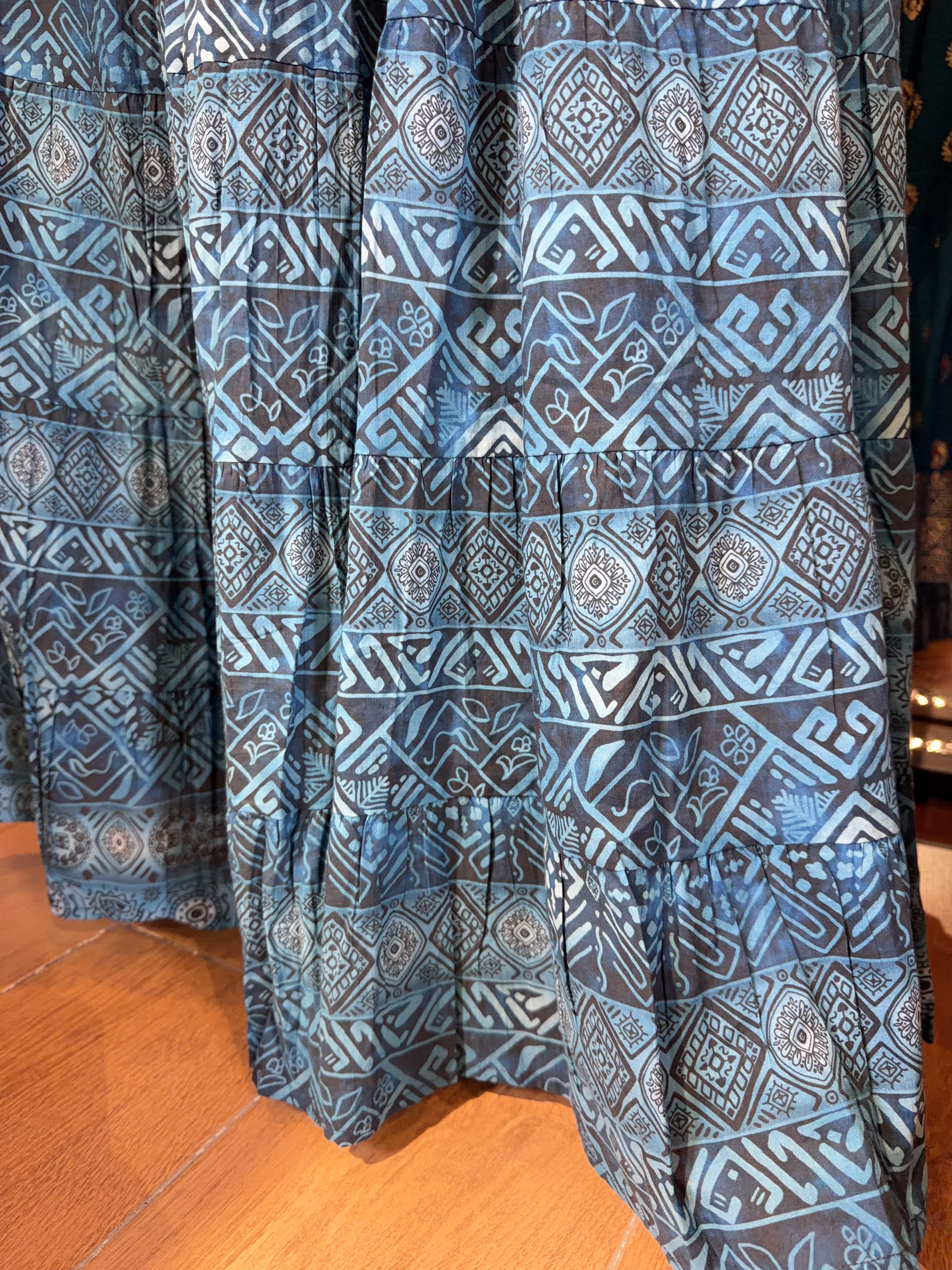 1652 Blue Gradient Cotton 6-layer Skirt (Twin Pocket) 39"