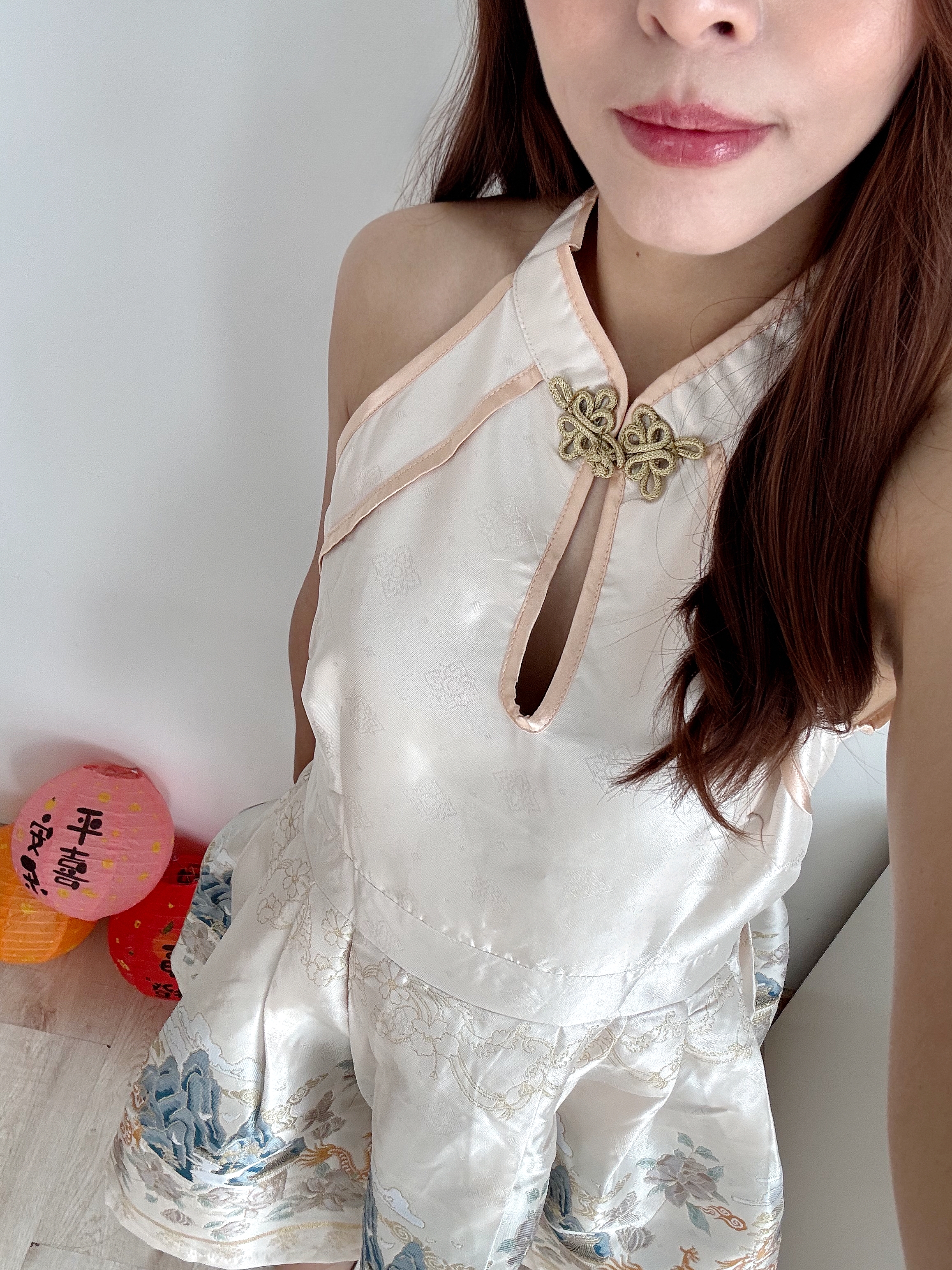 福利款原价RM109【Golden Phoenix Dress 锦绣烟雨 】新中式重工刺绣挂脖连衣裙（2 colours）Premium Quality