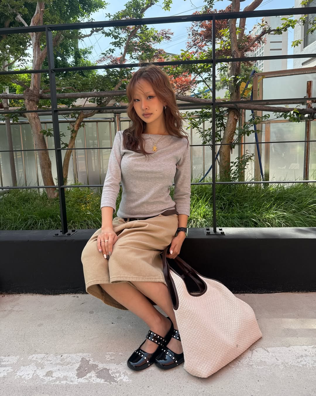 Stand oil Ringo Bag｜雙面手袋 (編織/皮革)