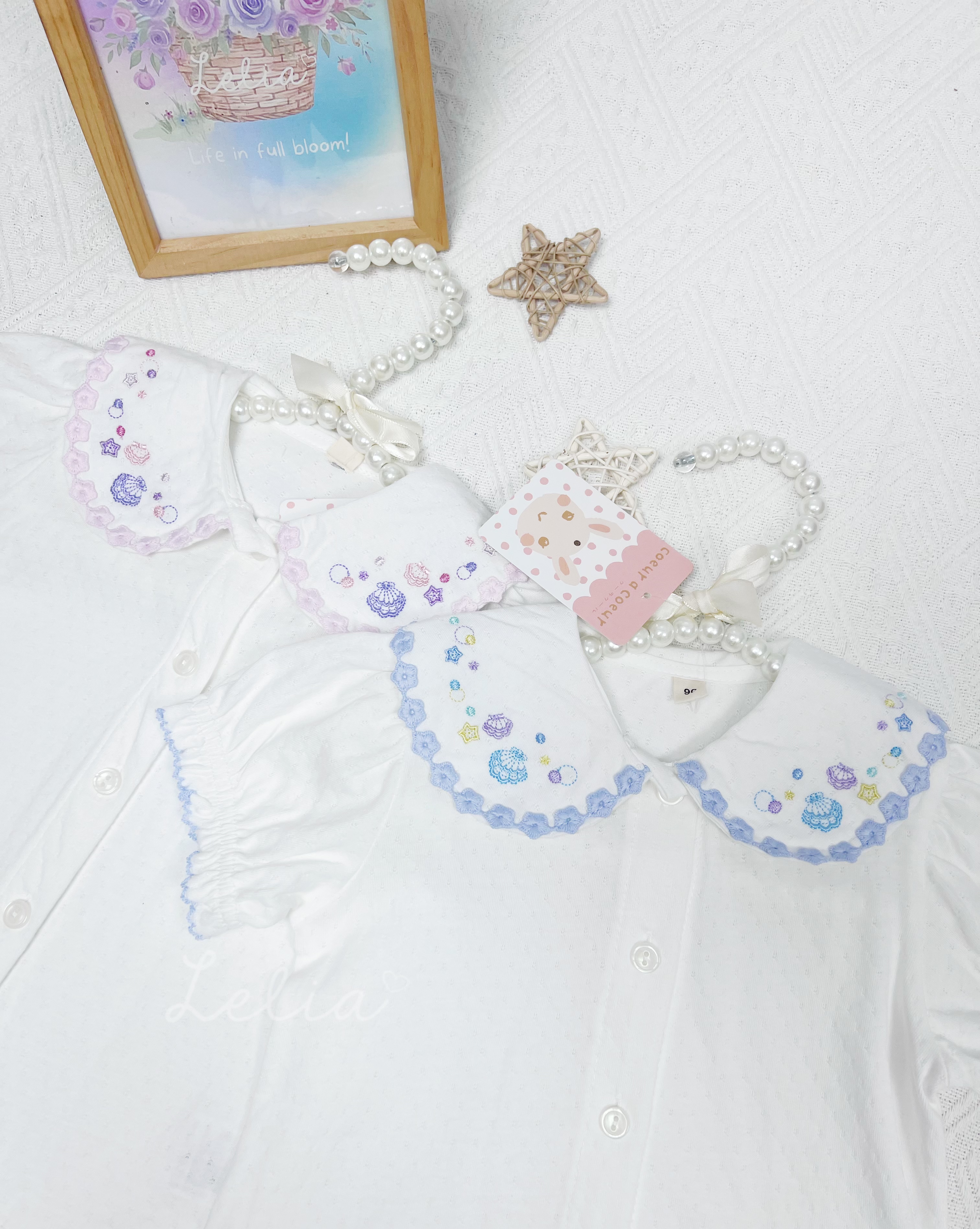 ▫️現貨▫️貝殼刺繡領上衣
