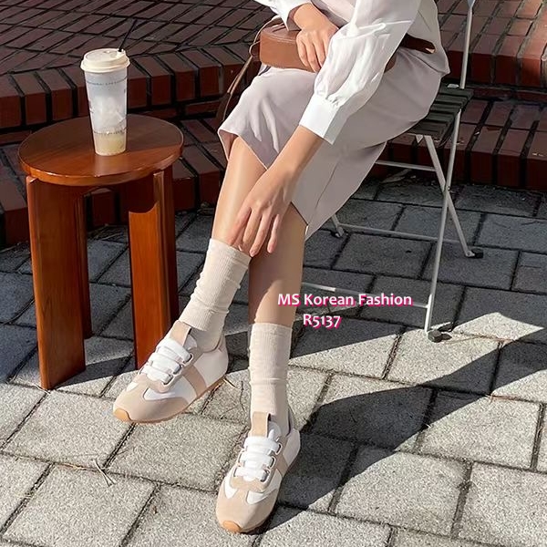 R5137 韓國🇰🇷拼色真皮免綁帶sneakers