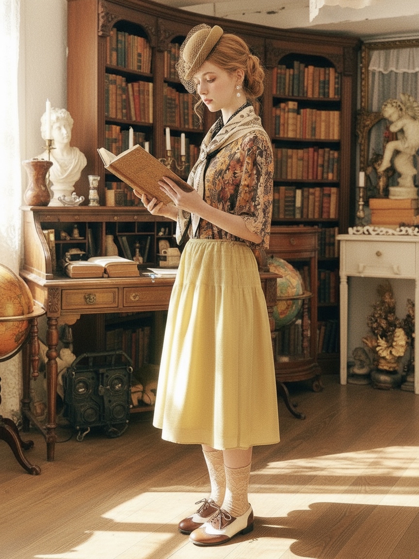 日本製 祖母歐古花圓領子