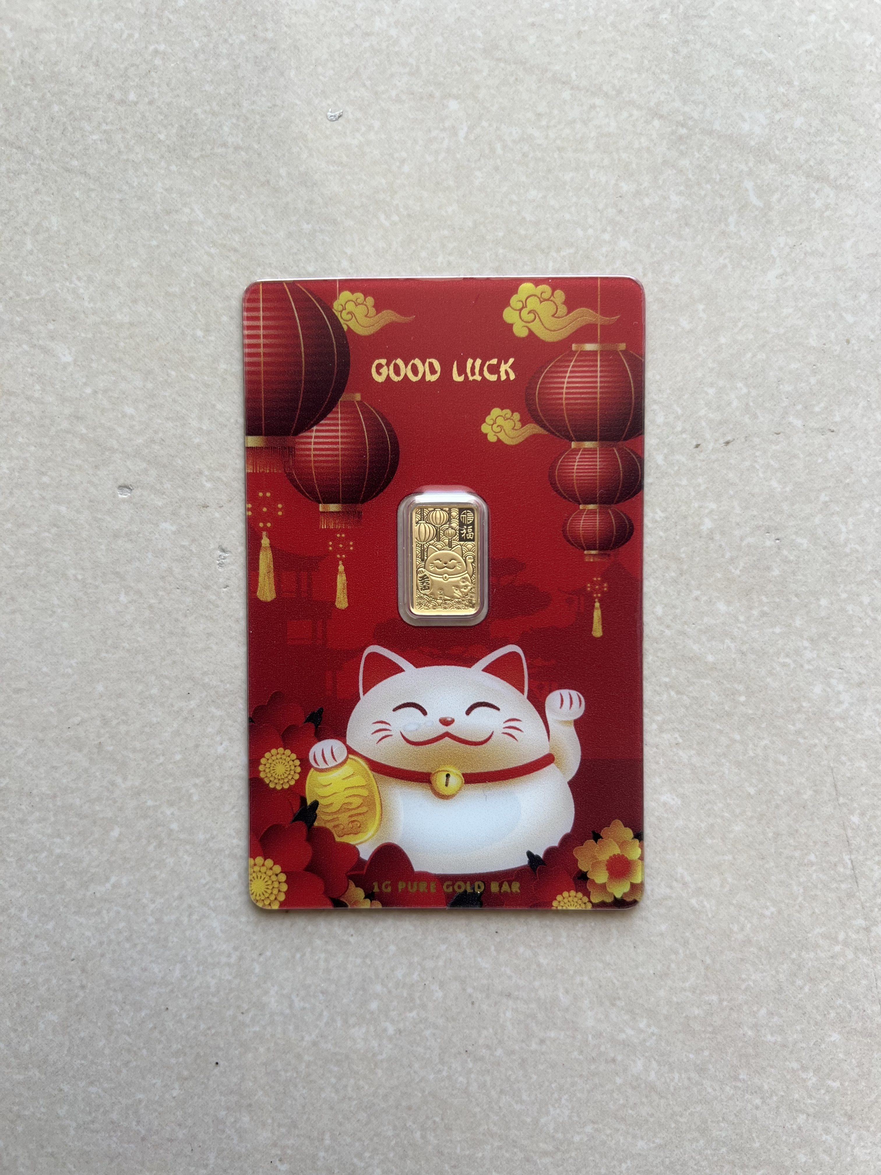 (SN:2790) PAMP Good Luck Cat 1g 🇨🇭Swiss Fine Gold Bar Emas 999.9 招财猫