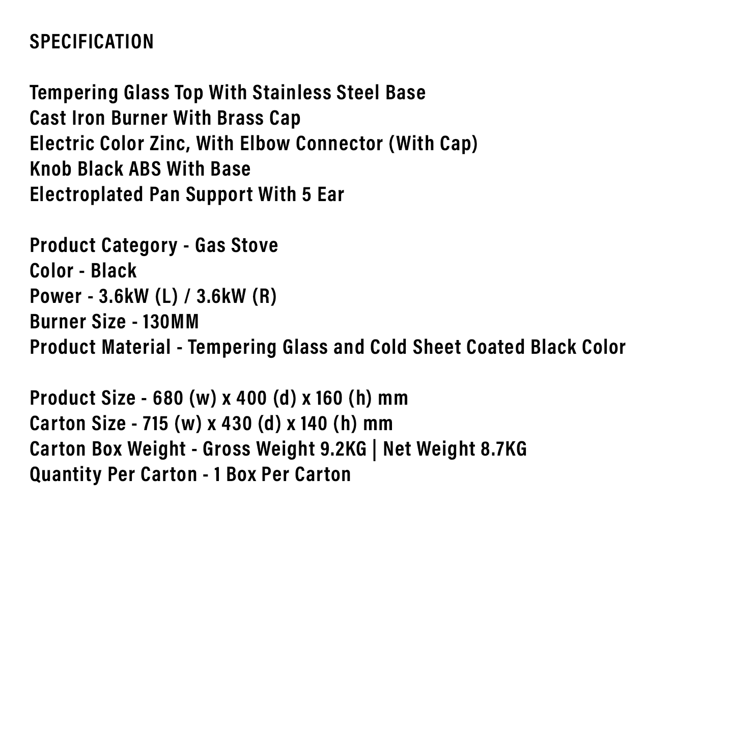 Faber 3.6kW Glazzo Glass Cooker FC G2813