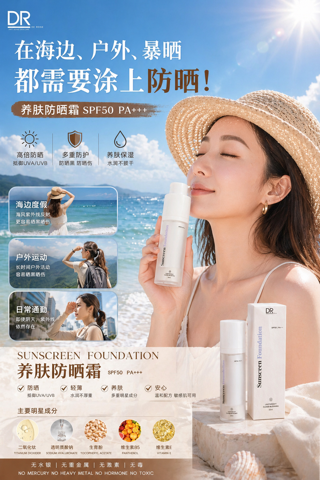 DR SUNCREEN FOUDATION SPF50 PA+++ 养肤防晒霜