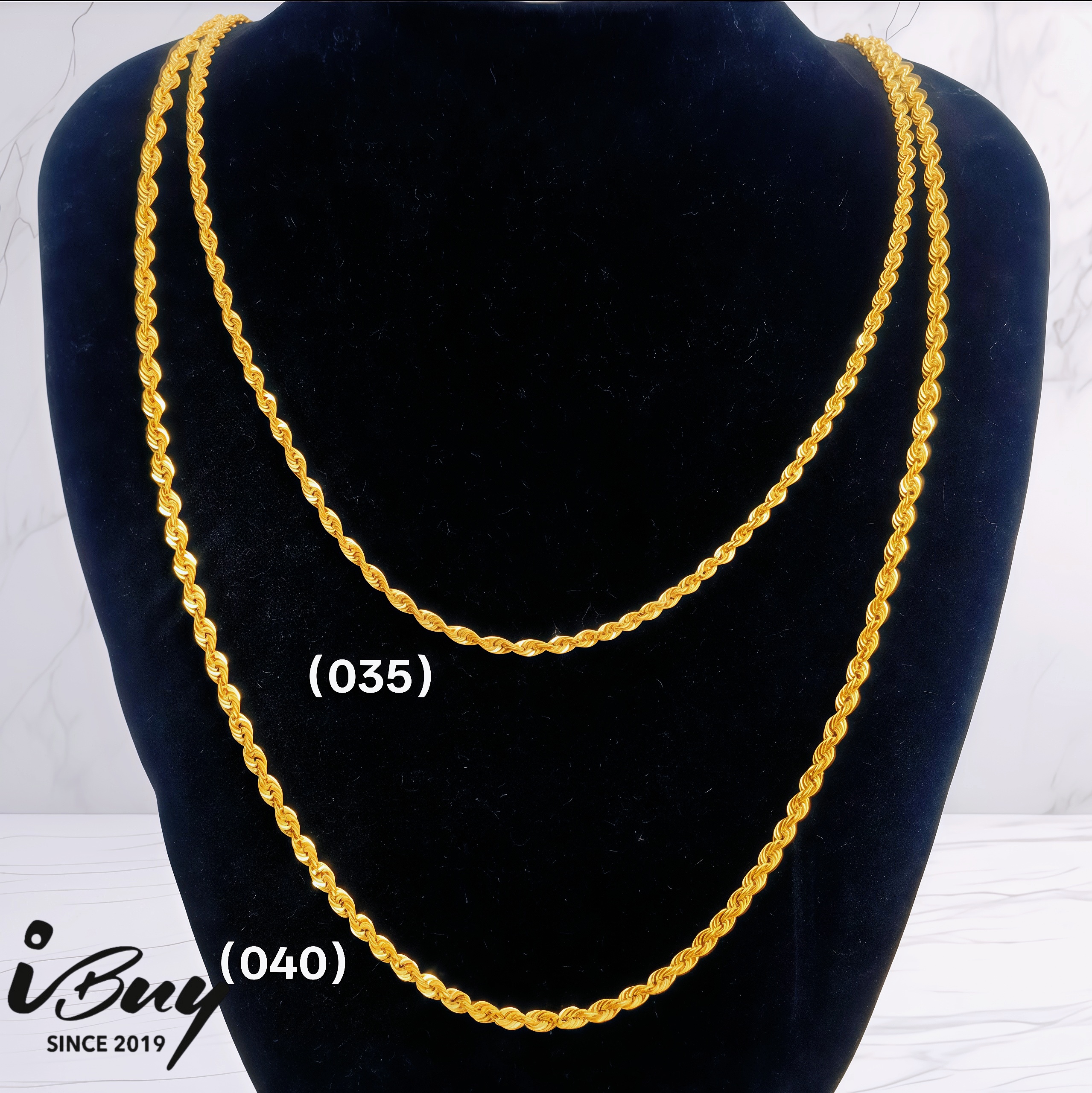 916 GOLD HOLLOW ROPE NECKLACE (030) 916 金 空心麻绳项链 (030)