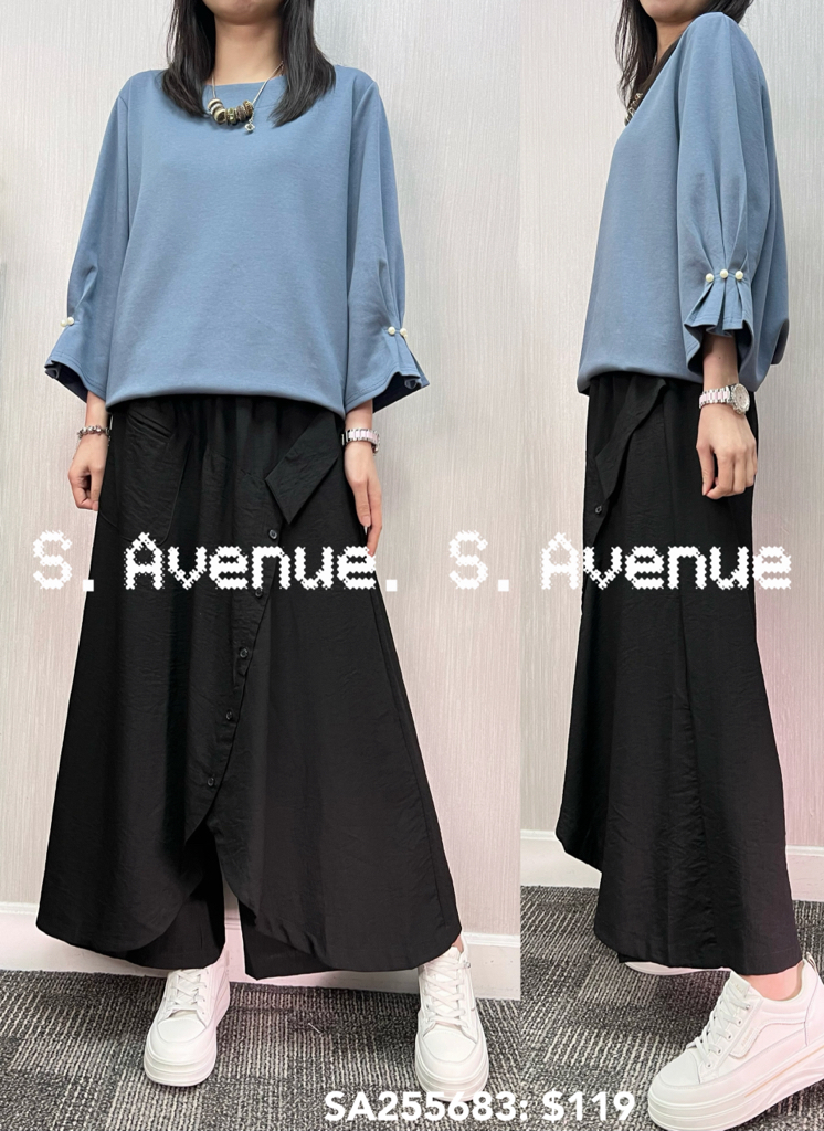 SA255683: 中袖袖有撍珠淨色top