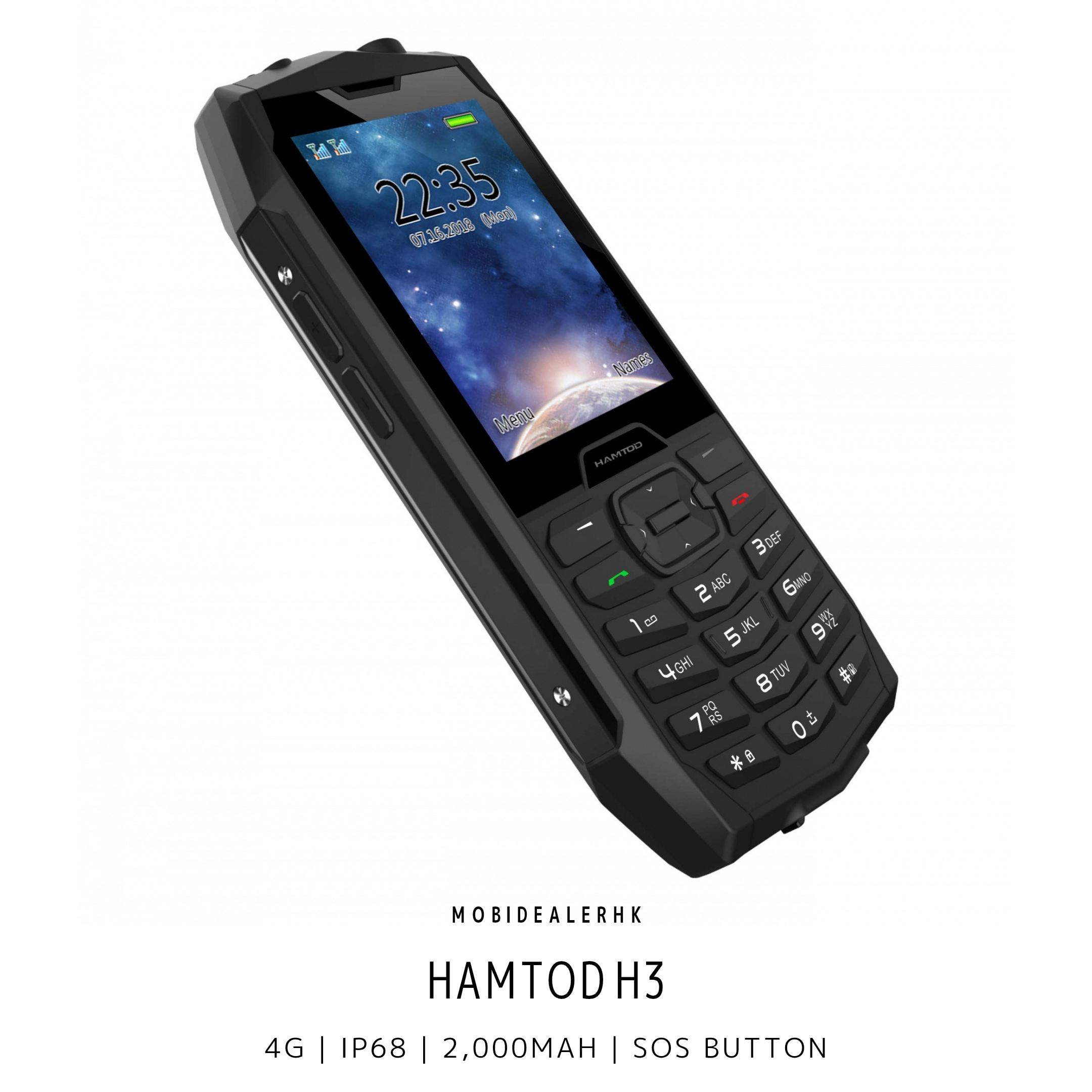 Hamtod H3 | 4G | 功能手機 | 三防老人機 | IP68 | SOS一鍵求救 | 2000mAh大電量