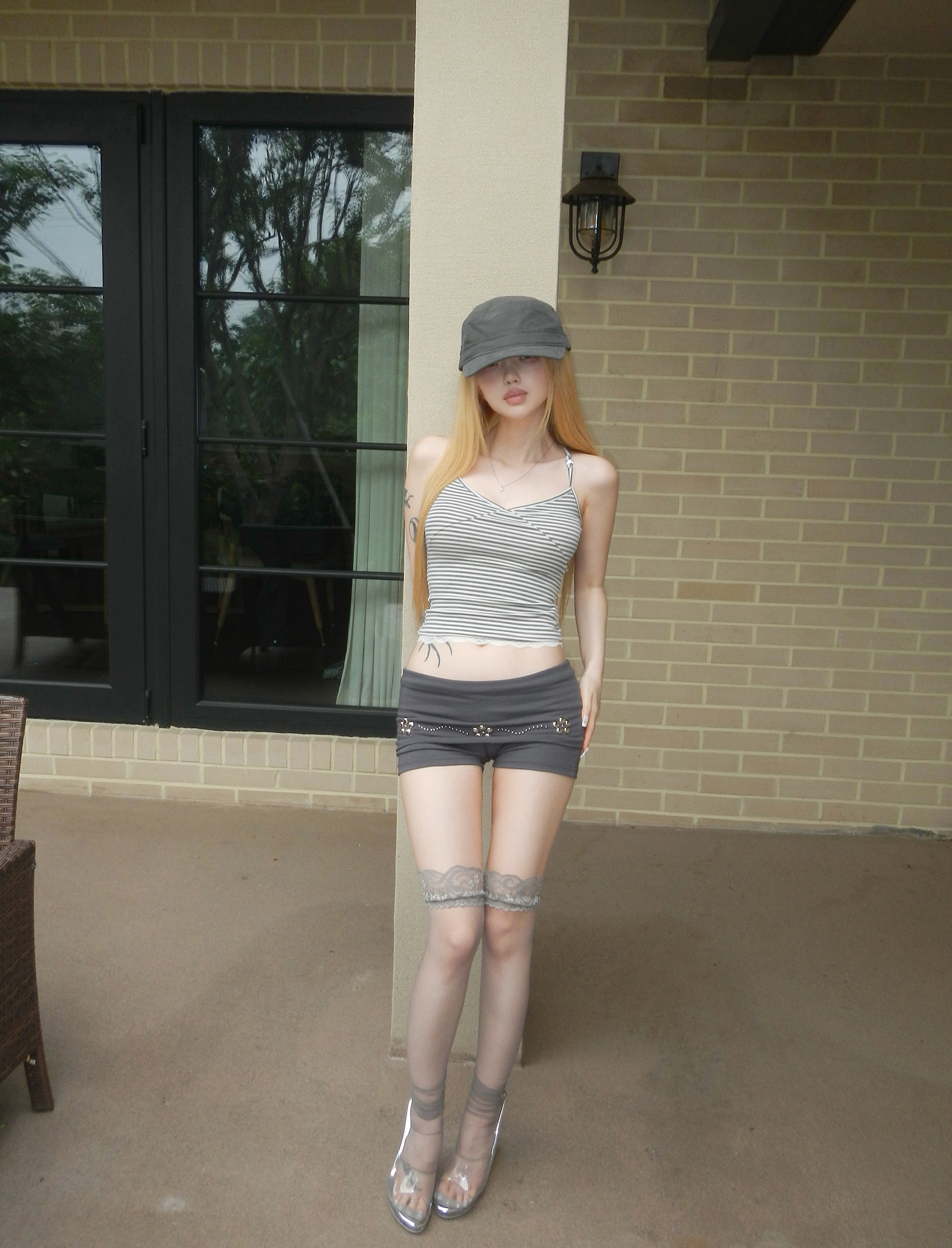 Blossom Studded Fold-Over Skort