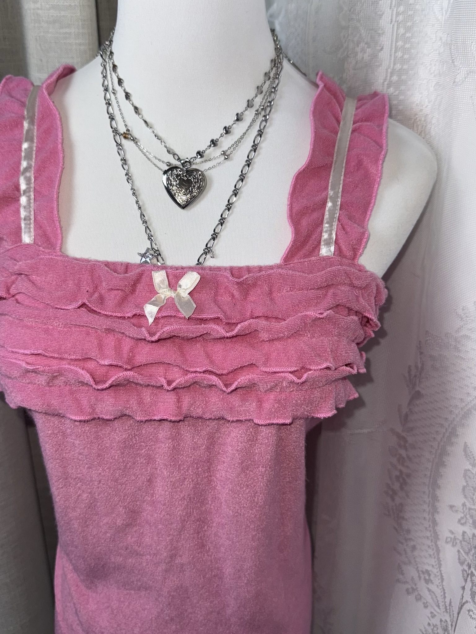 Lettuce-Edge Ribbon Trim Tank Top