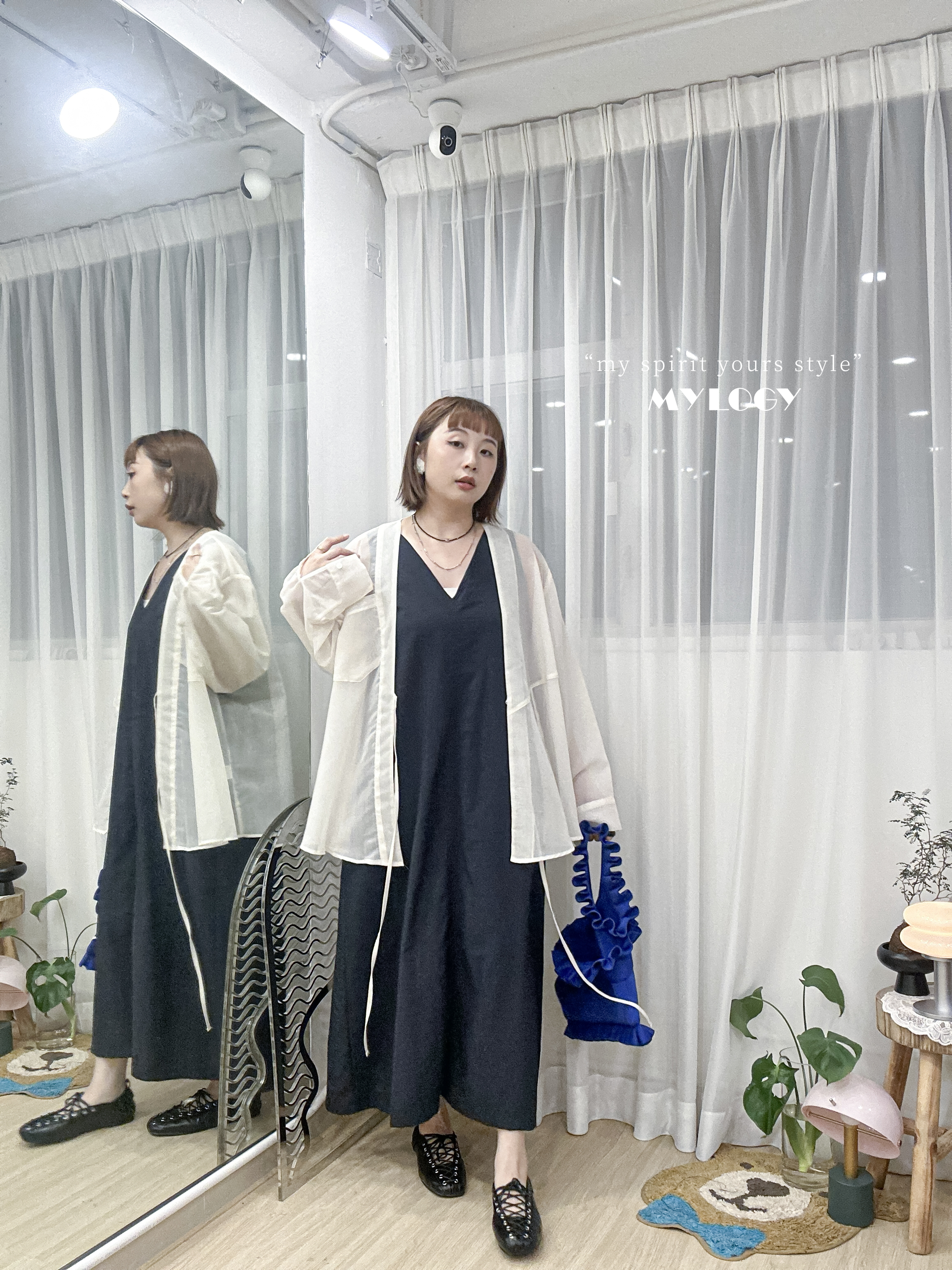 傭懶大人感～小正式透膚甚平(じんべい)風襯衫/外套 VL0001 - 白色 Ivory