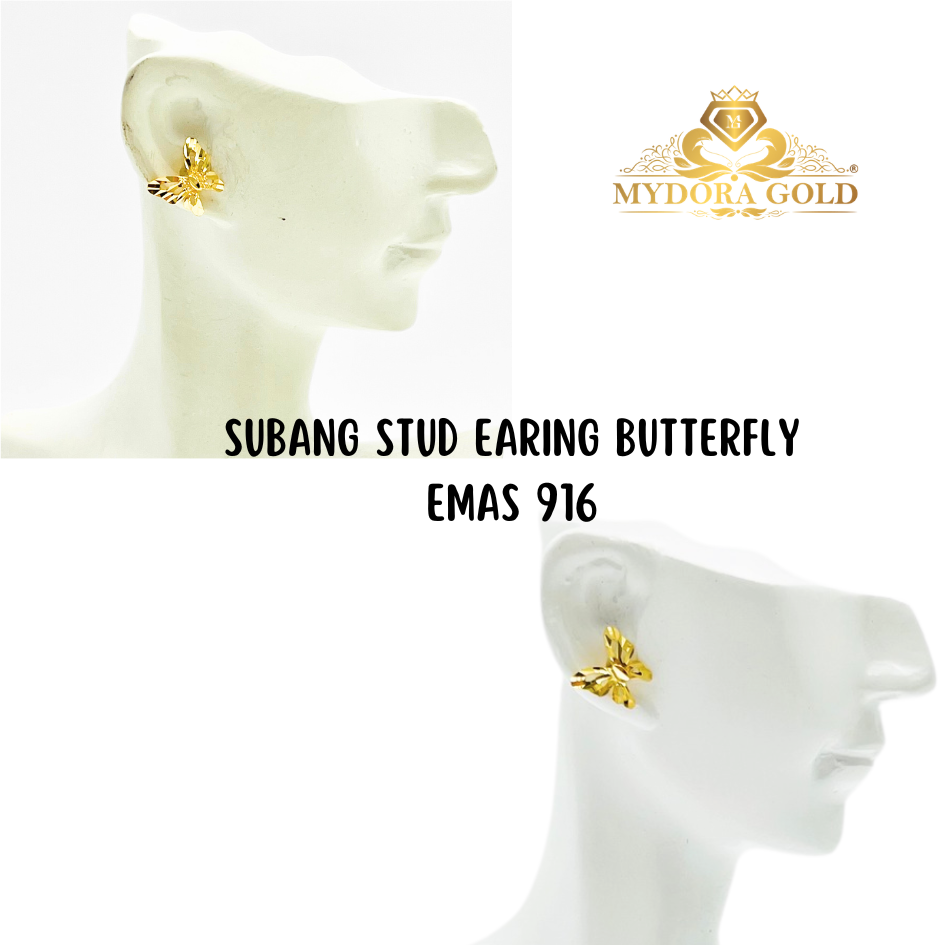 MYDORA Subang Stud Earing Butterfly l EMAS 916/22K