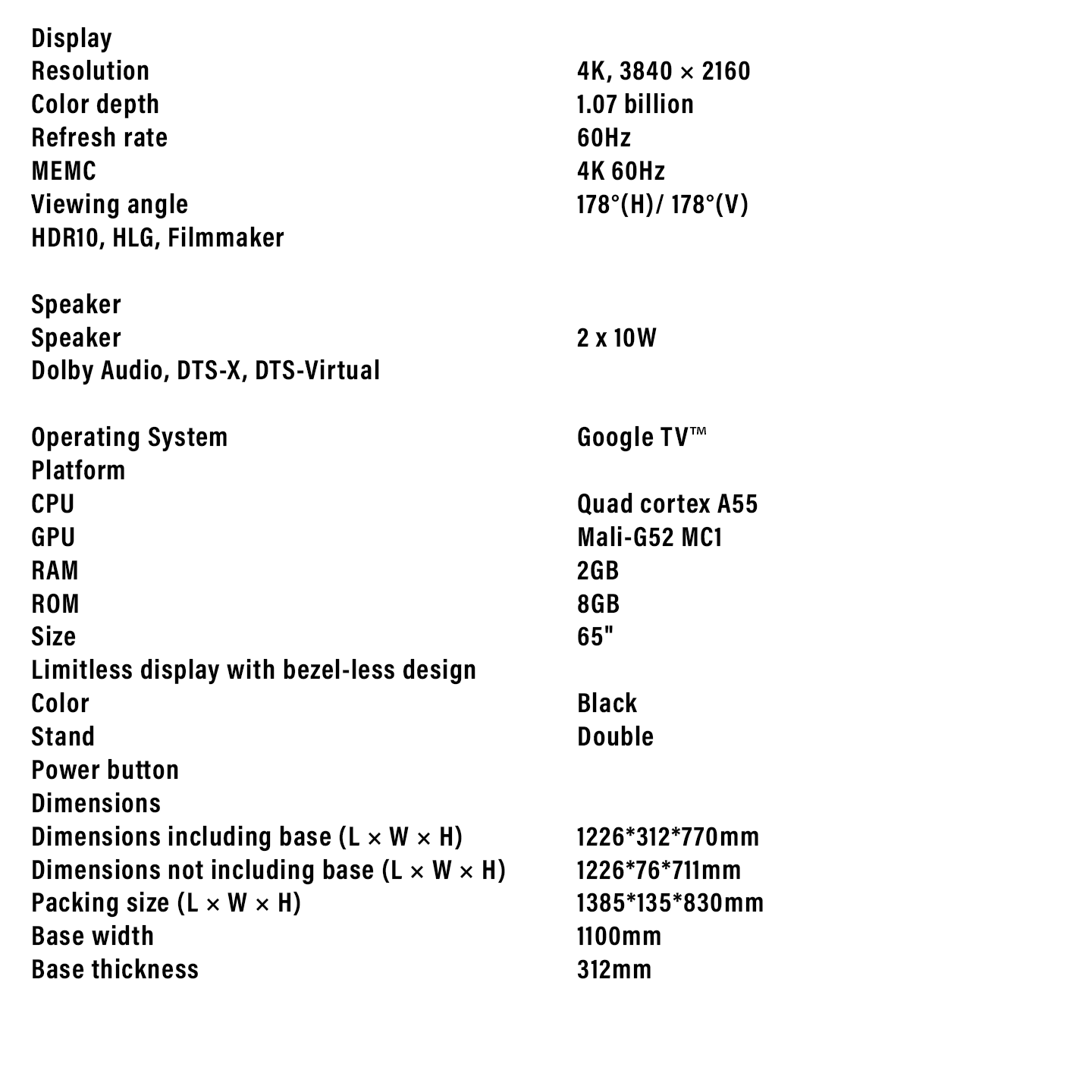 Xiaomi 55" TV A (2026) 4K UHD Smart Google TV (ELA5934MY)