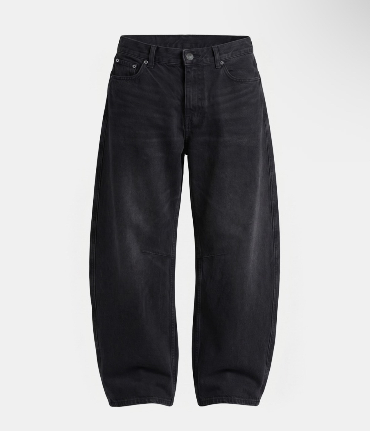 BADBLOOD新款 [w-pts26-096] 0522 Cinch-Back Semi Curved Pants - Black Denim