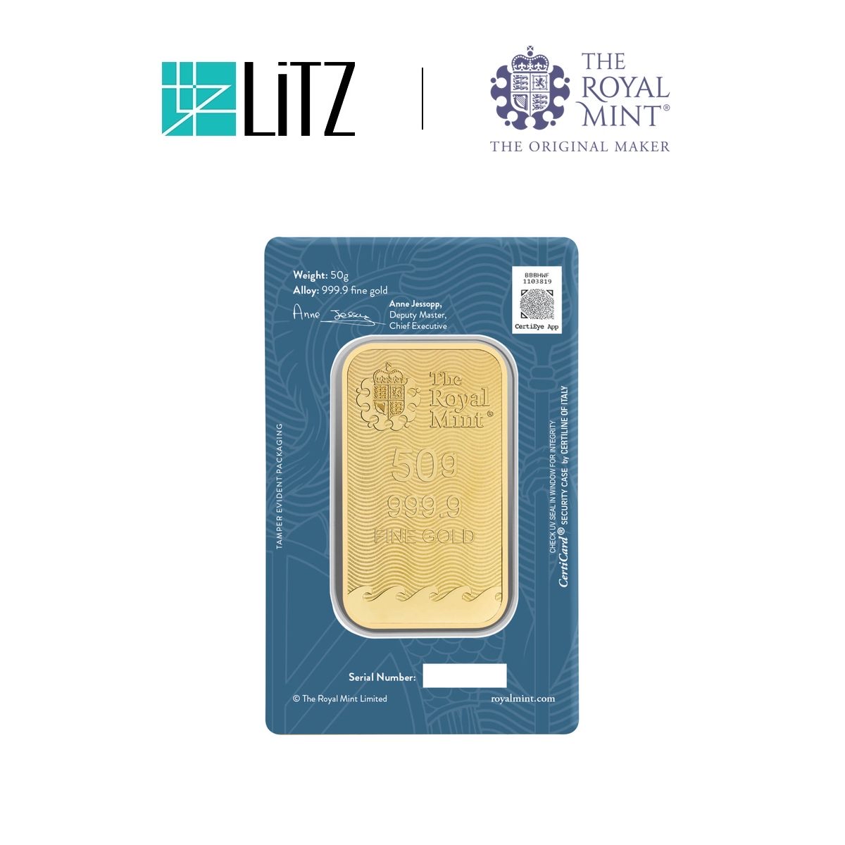 [50 gram] LITZ Royal Mint Britannia Gold Bar (999.9) PG305