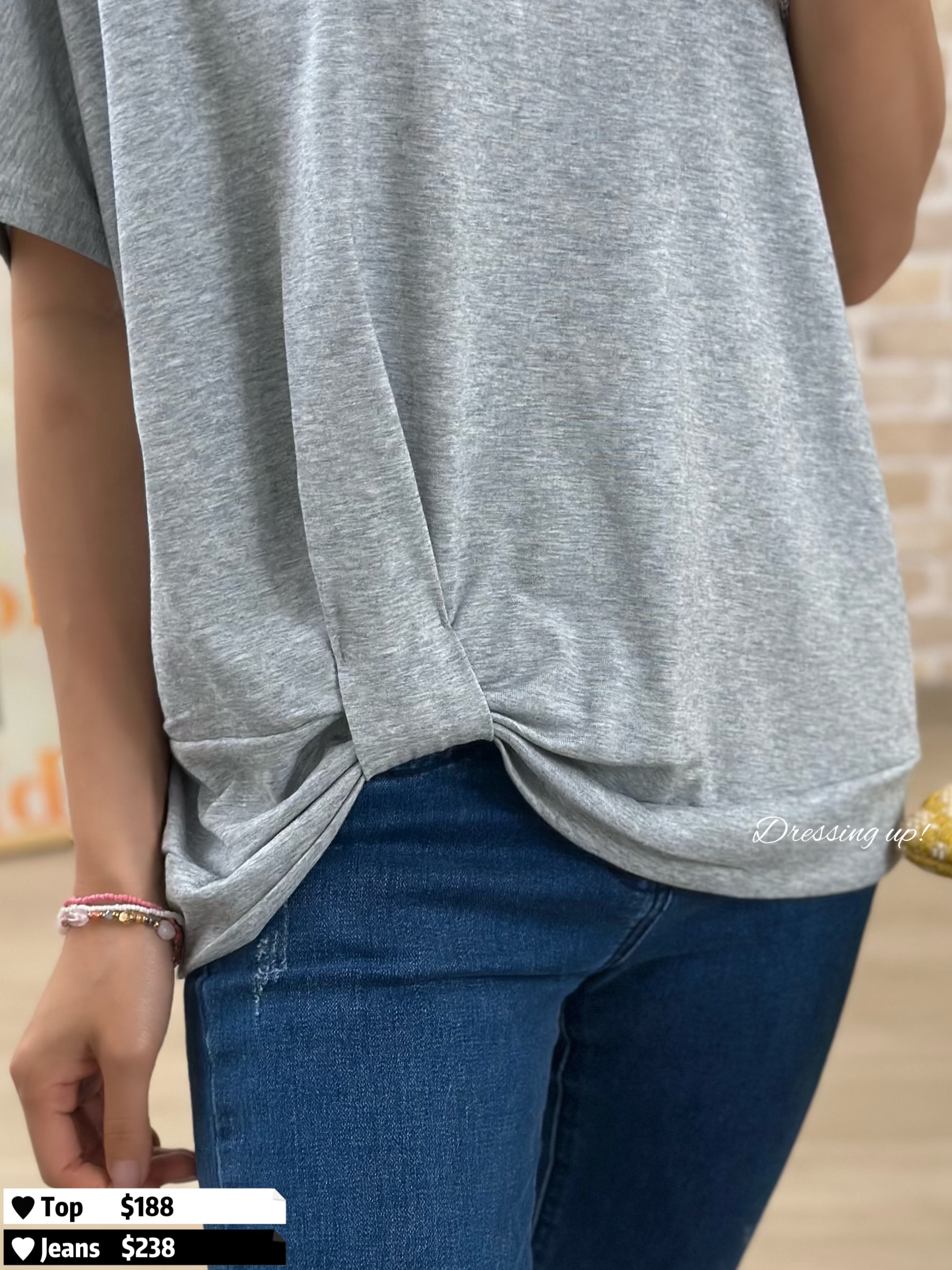  簡約又低綢｜網花扭結上衣