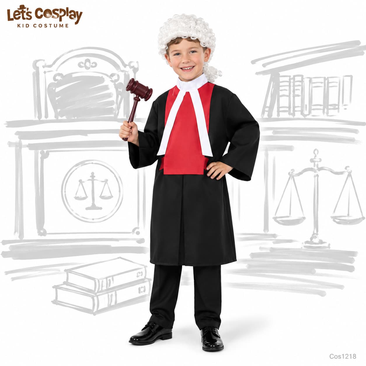 兒童法官主題服裝 Kids Judge Costume 法官袍假髮法槌 Career Day 角色扮演