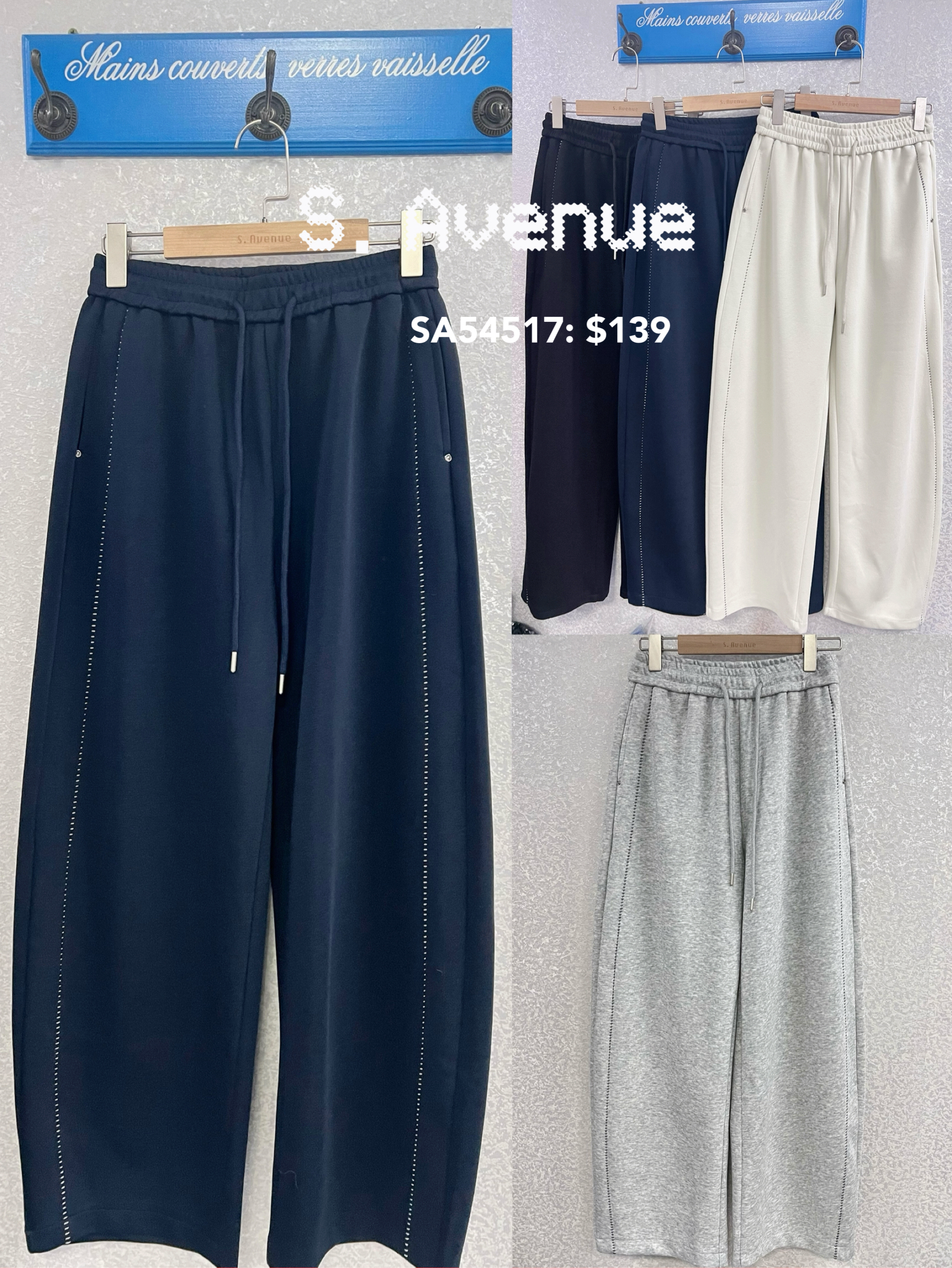 SA54517: 橡筋腰側車線邊彎刀褲