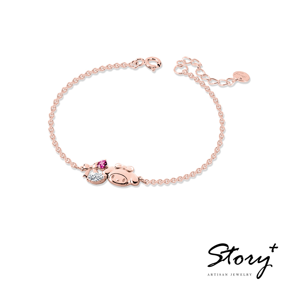 📦訂購 台灣限定 三麗鷗SanrioＸSTORY故事銀飾 My Melody 美樂蒂 學院Mix系列 玫瑰金色晶鑽純銀手鏈