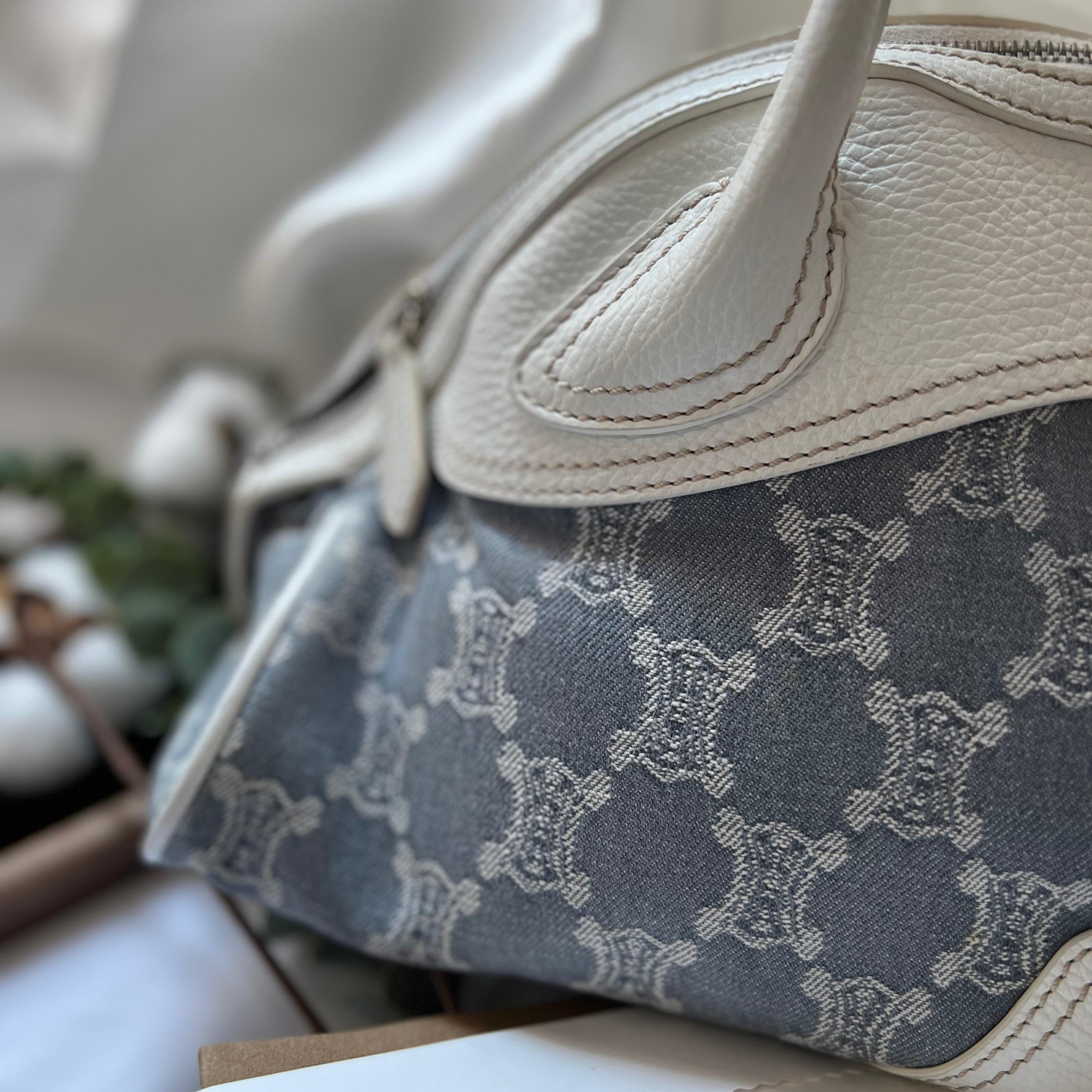 Celine 牛仔拼皮手袋