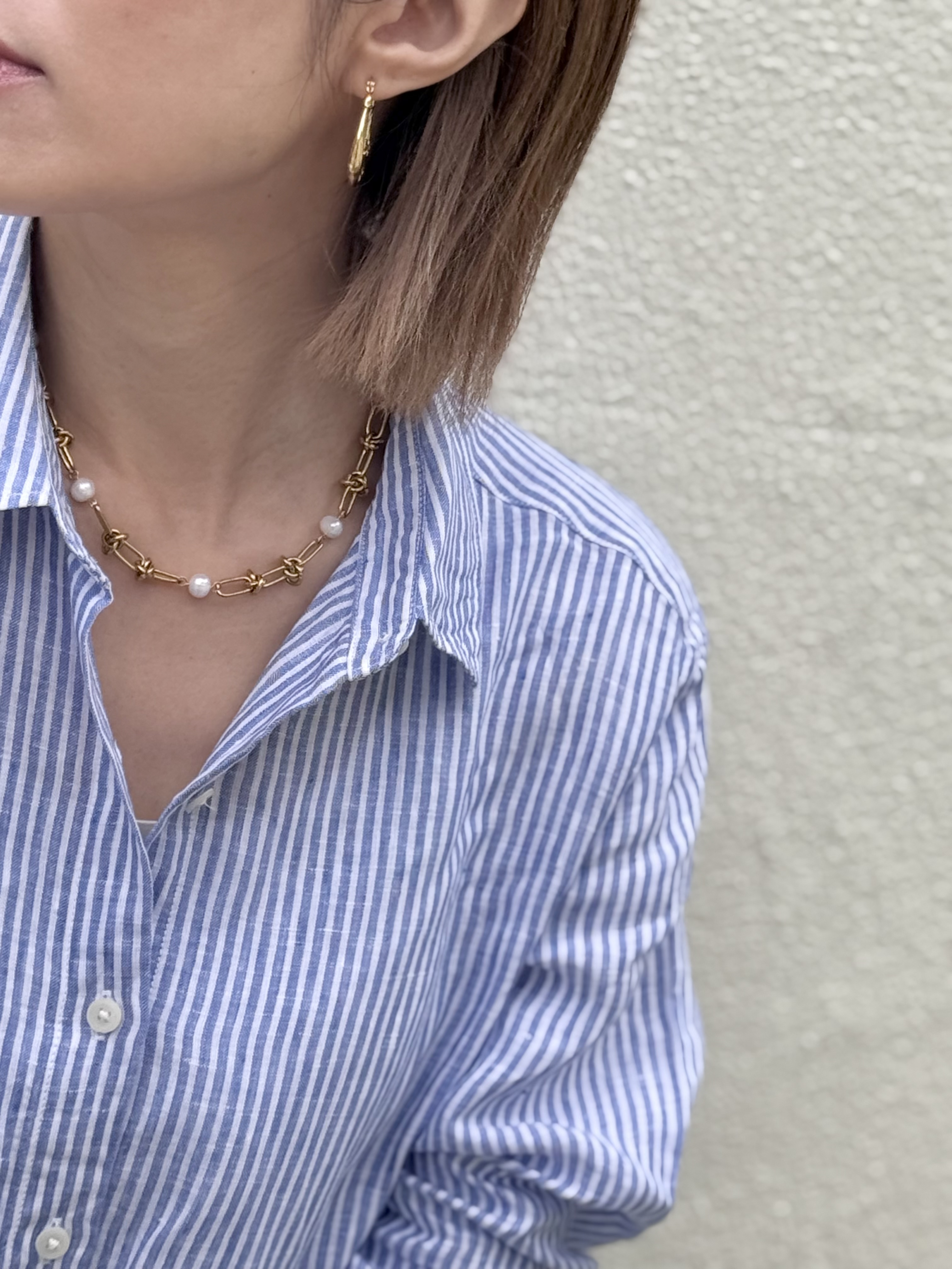 Gold pearl stainless necklace