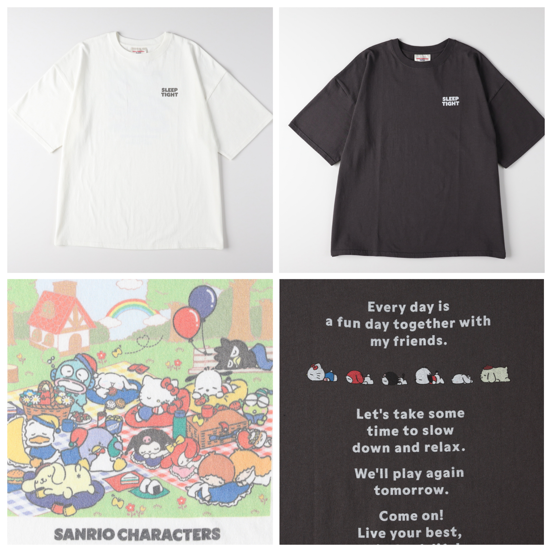 日本預訂📍日本Sanrio x Right On得意訓覺樣系列 - 背後圖案短袖Tee (大人/小童Size)