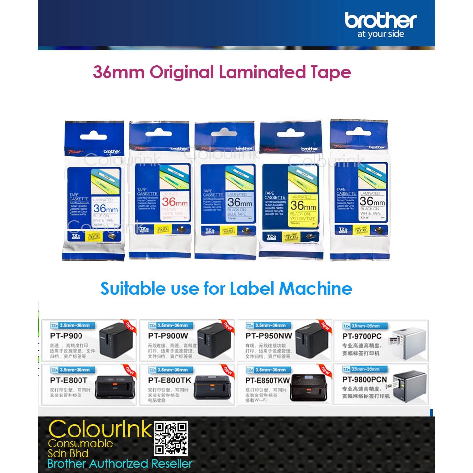 Brother Original TZe-M961 36mm Black on Matt Silve Laminated Ptouch Tape ( P900w PT-P970NW PT-9700PC)