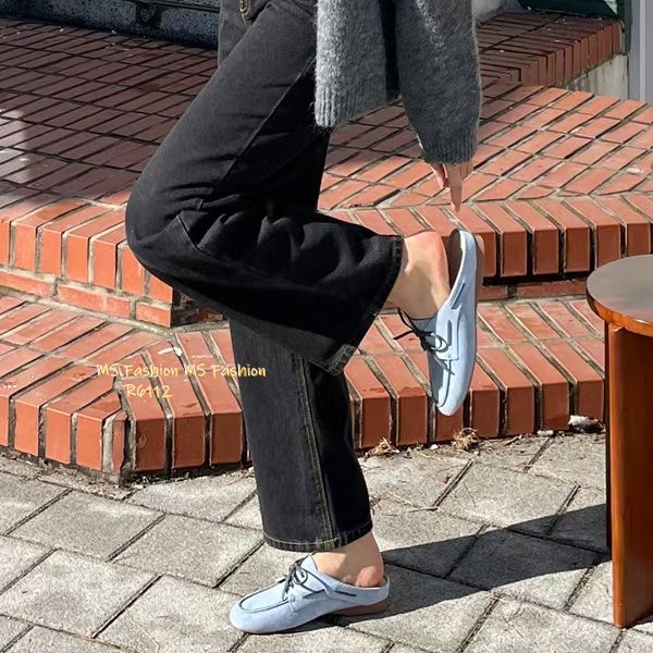 R6112 韓國🇰🇷真皮糖果色loafer後拖