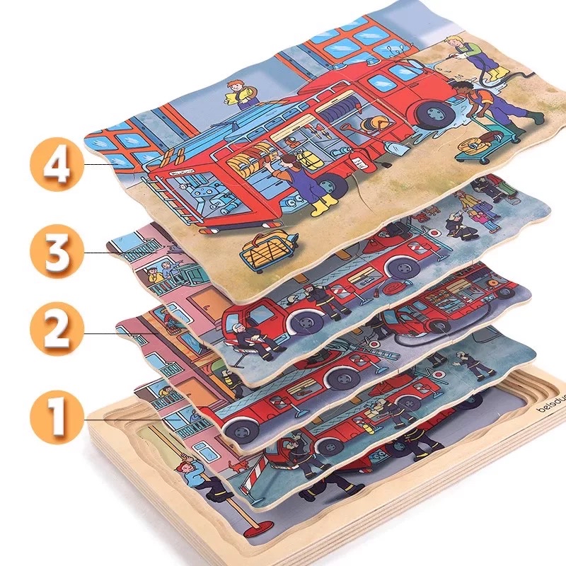 (F0640) Beledue多層拼圖5in1Puzzle(Fire brigade)
