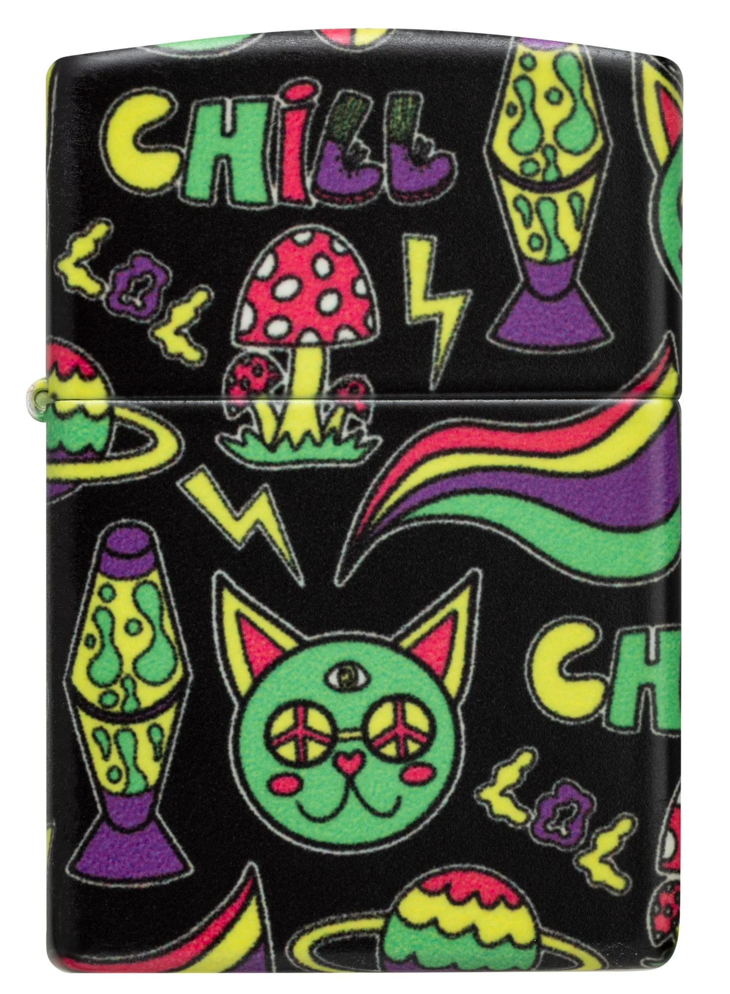 美國製造 | Zippo指定經銷商 Zippo 47114 發光 Chill 打火機 – 發光綠色迷幻融合 (熔岩與 groovy 圖案)  Glowing Chill Lighter Glow-in-the-Dark