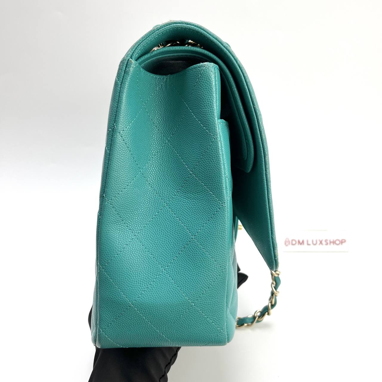 Chanel Maxi Green Caviar CF GHW (Serial 23,Y: 2017)