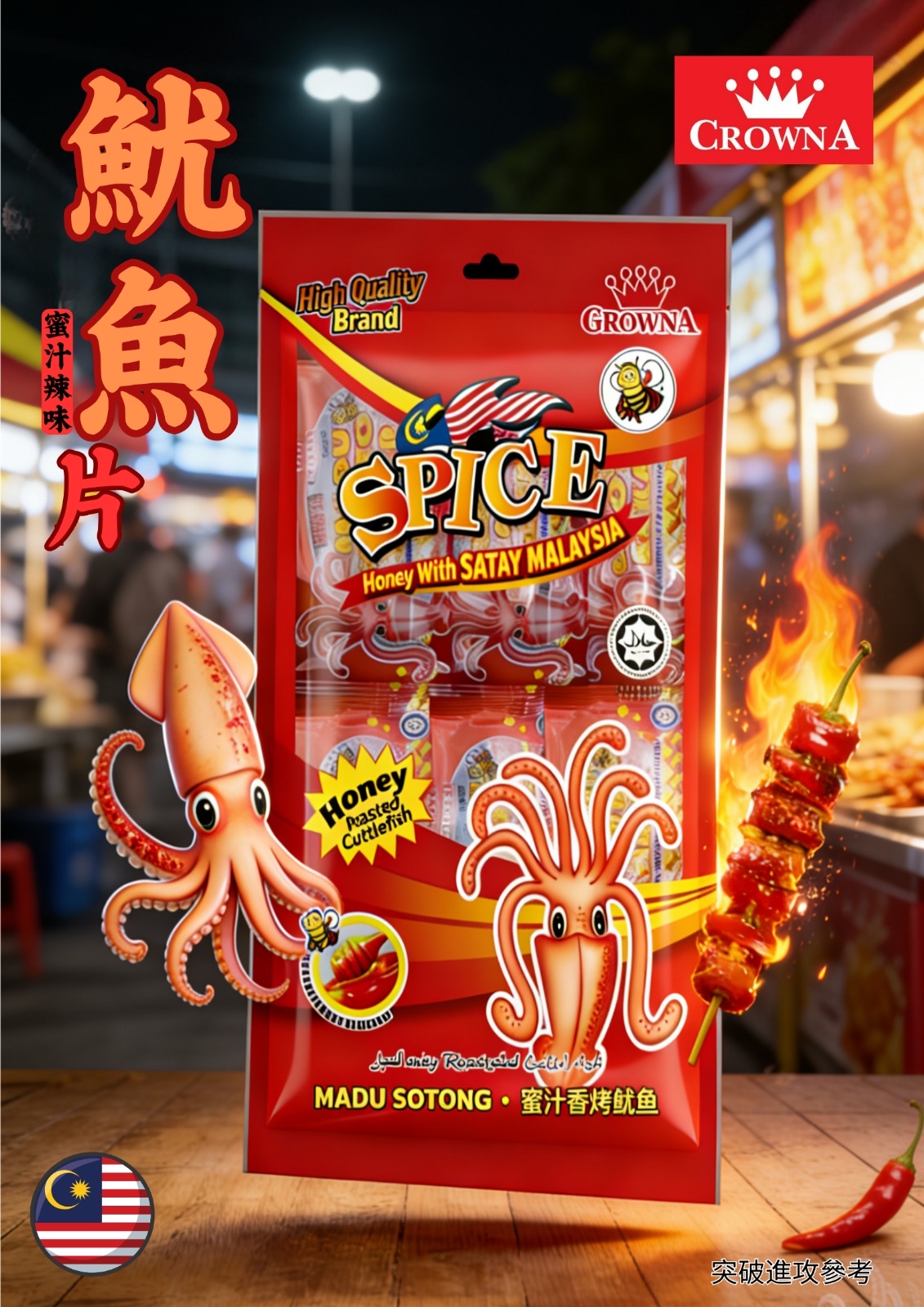 馬來西亞國CrownA的魷魚片200G