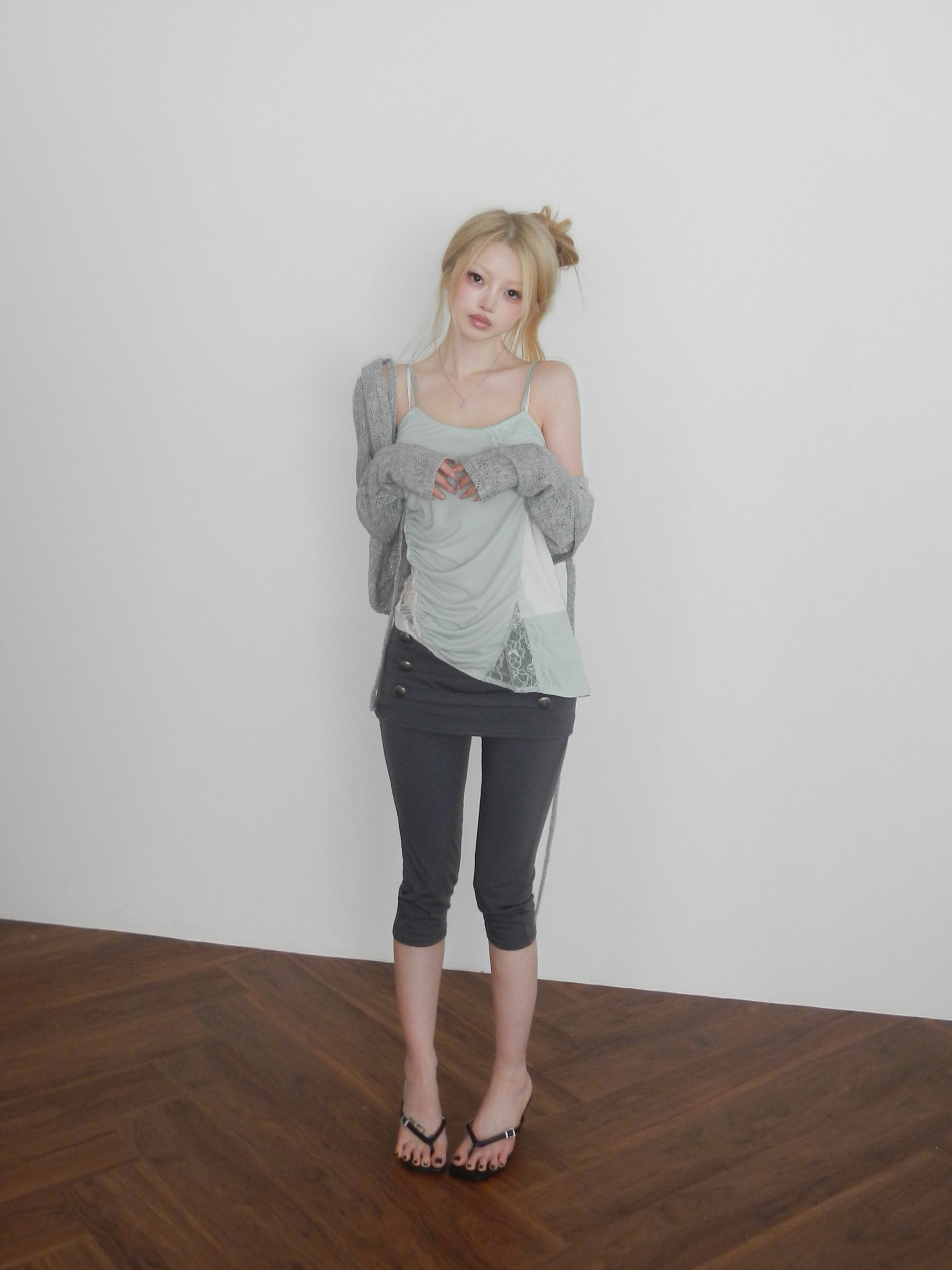 Cropped Hooded Knit Cardigan