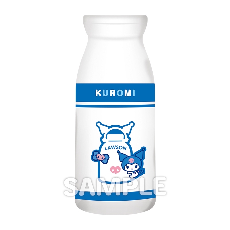 Sanrio x Lawson Milk bottle glass + coaster set (Kuromi) [@Loppi・HMV limited]