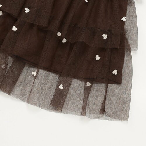 🆕【⭐訂購⭐】 🇯🇵日本直送 🌀愛心刺繡 薄紗層疊 及膝 #半截裙［2款選］🌀 [ELAA-0233][260226]