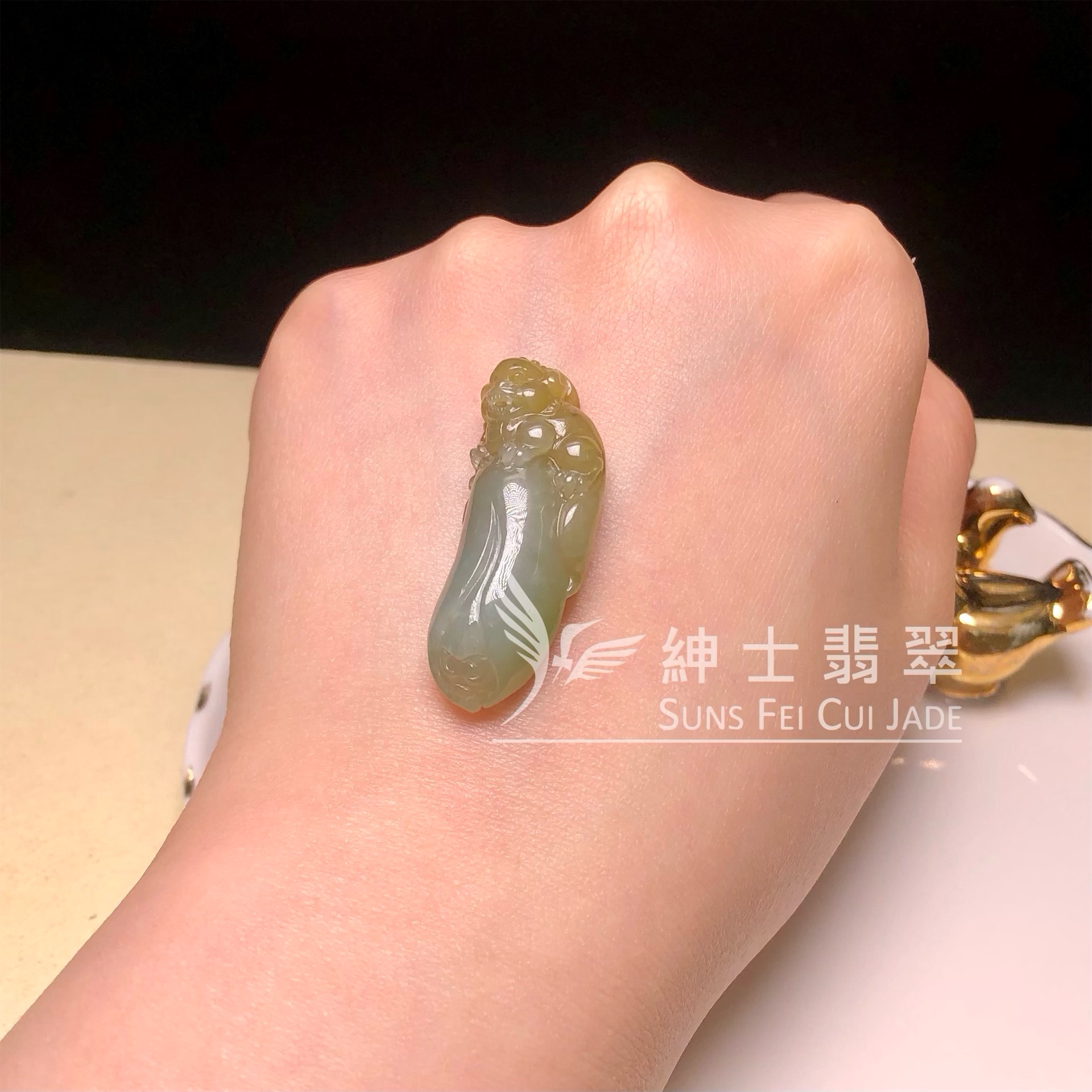 YK00703 翡色貔貅玉蘭花