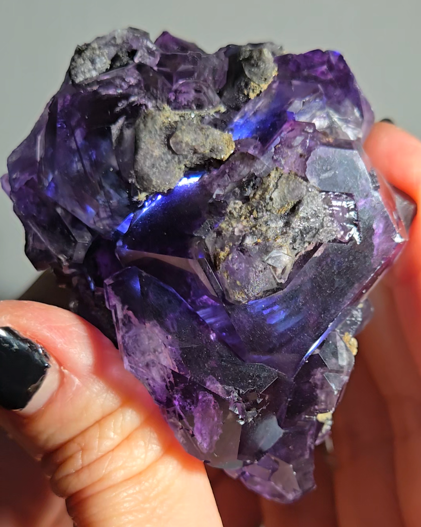 Indigo blue and purple tanzanite fluorite cluster - FL365