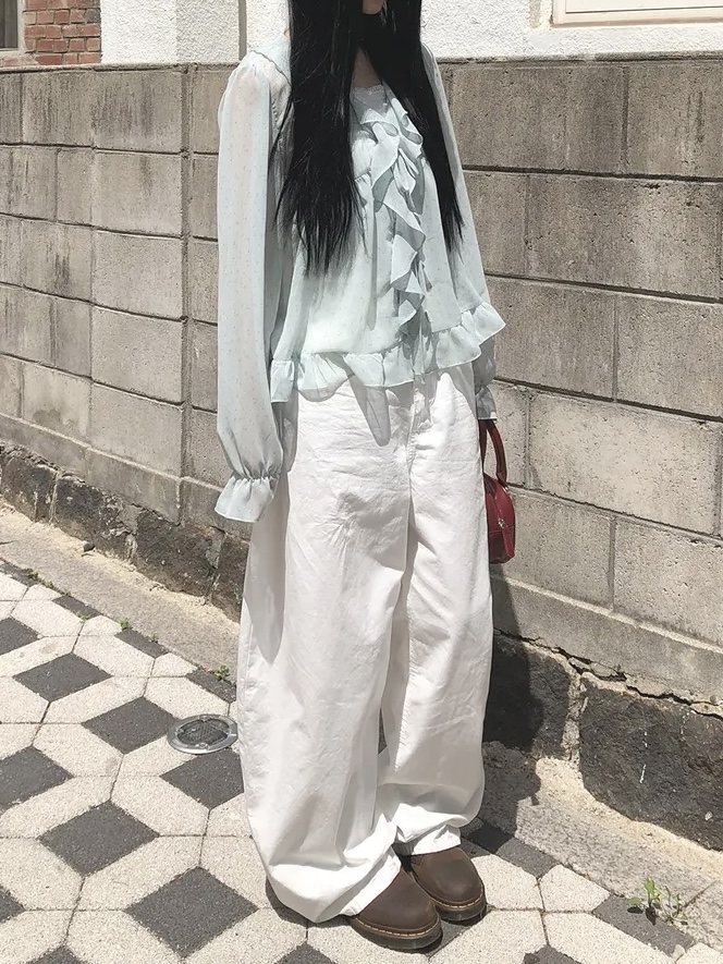 Floral Back-Ribbon Balloon Pants