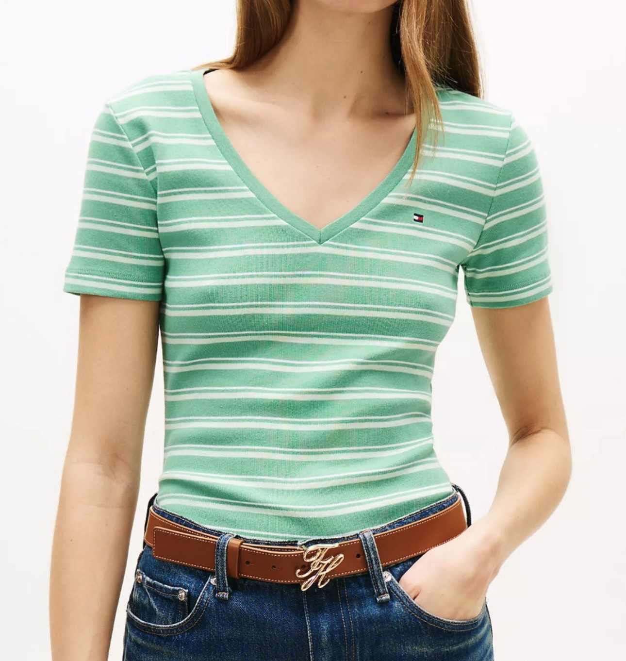 Tommy Hilfiger Striped V-Neck Favorite T-Shirt