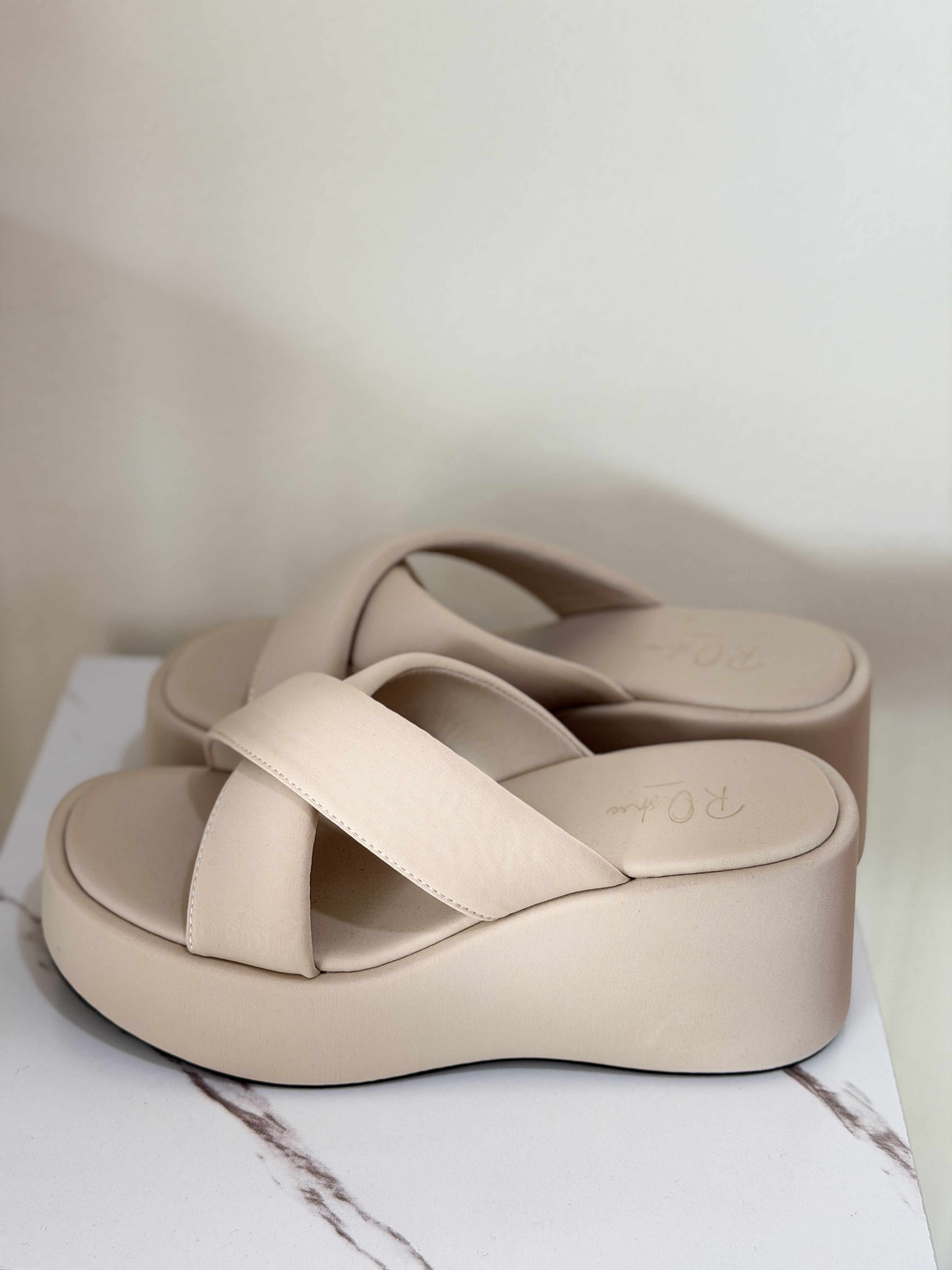 RS10592 Retro Cross-Strap Clear Block-Heel Platform Sandals